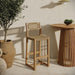 Modway Reed 44 Inch Outdoor Outdoor Teak Wood Rattan Bar Stool in Natural - lifestyle view 7