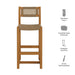 Modway Reed 44 Inch Outdoor Outdoor Teak Wood Rattan Bar Stool in Natural - dimensions and specifications