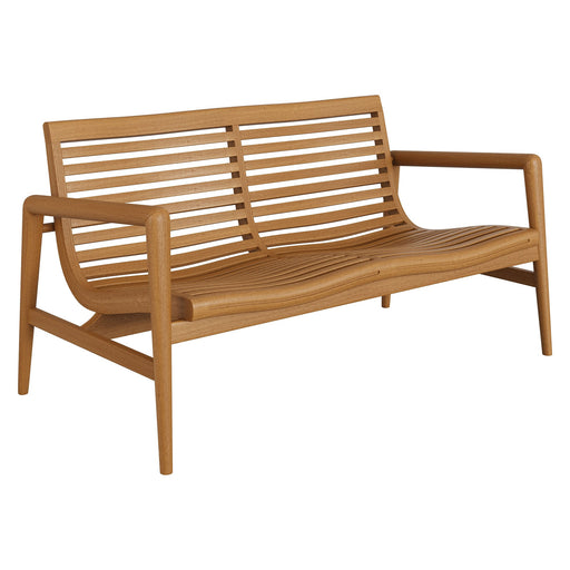 Modway Hayden 56 Inch Outdoor Teak Wood Loveseat in Natural - front view