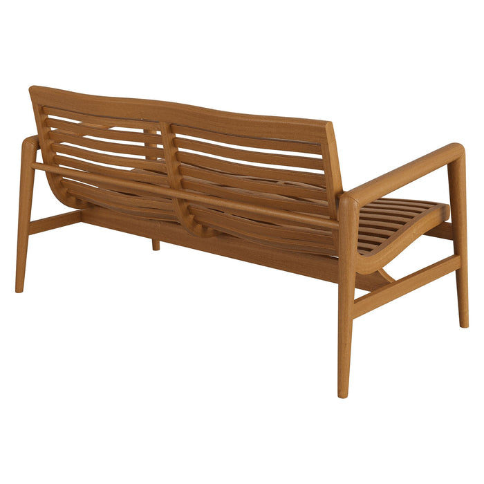 Modway Hayden 56 Inch Outdoor Teak Wood Loveseat in Natural - side view