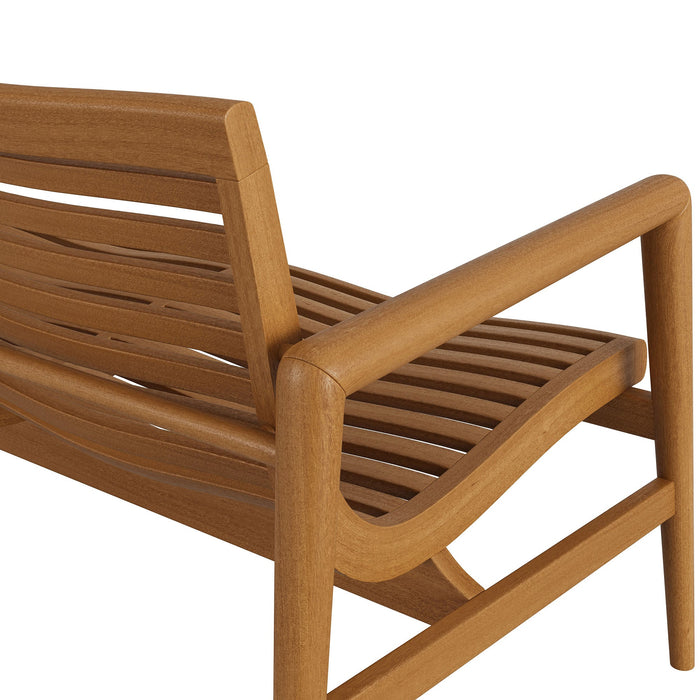 Modway Hayden 56 Inch Outdoor Teak Wood Loveseat in Natural - lifestyle view
