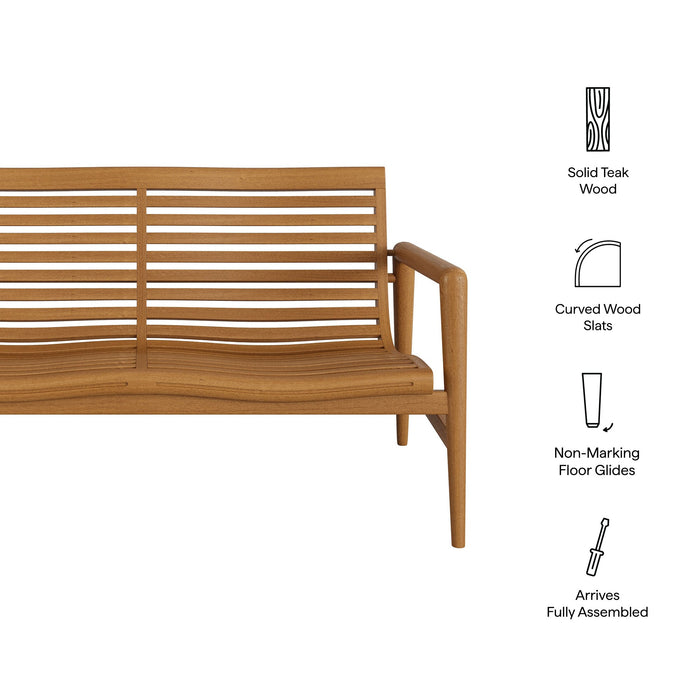 Modway Hayden 56 Inch Outdoor Teak Wood Loveseat in Natural - dimensions and specifications