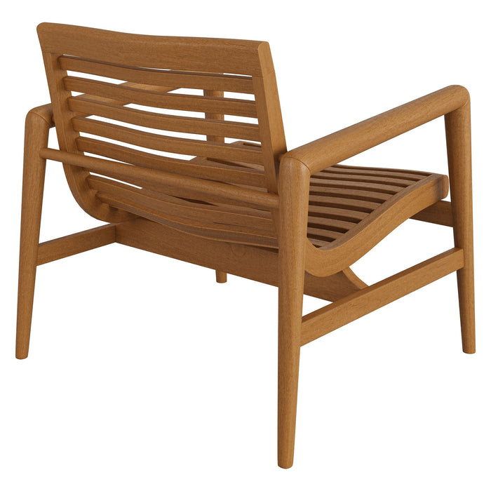 Modway Hayden Outdoor Teak Wood Armchair in Natural - side view