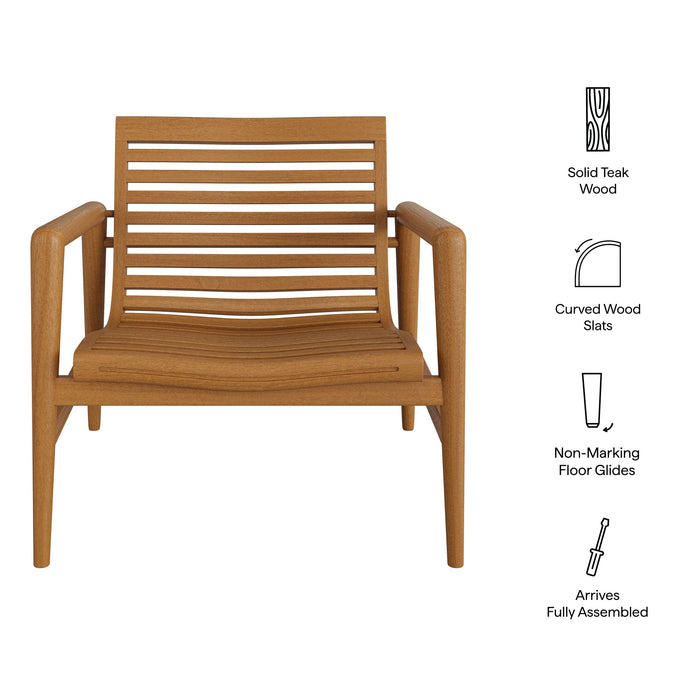 Modway Hayden Outdoor Teak Wood Armchair in Natural - dimensions and specifications
