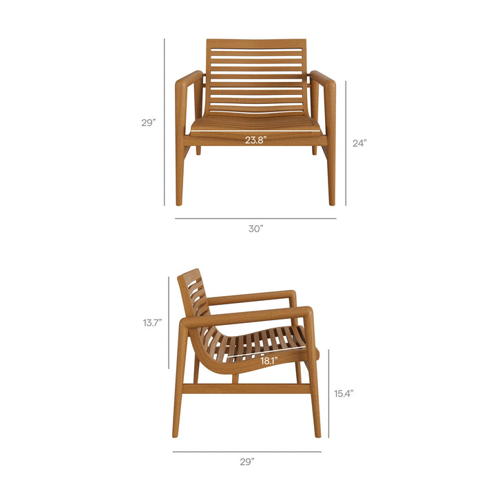 Modway Hayden Outdoor Teak Wood Armchair in Natural - dimensions and specifications 9
