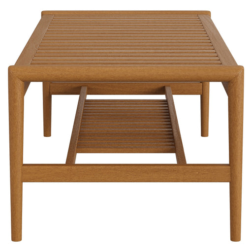 Modway Hayden 46 Inch Outdoor Teak Wood Coffee Table in Natural - angled view