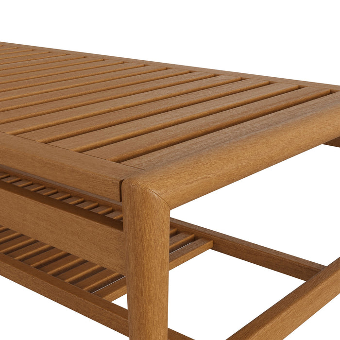 Modway Hayden 46 Inch Outdoor Teak Wood Coffee Table in Natural - lifestyle view