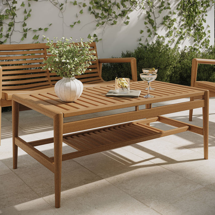 Modway Hayden 46 Inch Outdoor Teak Wood Coffee Table in Natural - lifestyle view 7