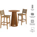Modway Rowe 3-Piece Outdoor Teak Wood Bar Set in Natural - dimensions and specifications