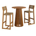 Modway Reed 3-Piece Outdoor Teak Wood Bar Set in Natural - front view