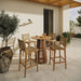 Modway Rowe 5-Piece Outdoor Teak Wood Bar Set in Natural - detail view