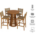 Modway Rowe 5-Piece Outdoor Teak Wood Bar Set in Natural - dimensions and specifications