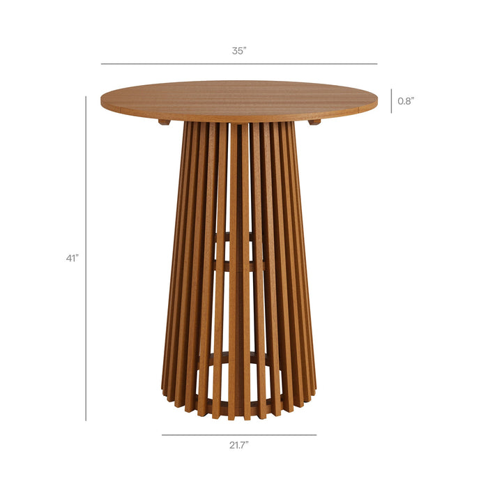 Modway Rowe 5-Piece Outdoor Teak Wood Bar Set in Natural - dimensions and specifications 6
