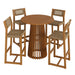 Modway Reed 5-Piece Outdoor Teak Wood Bar Set in Natural - front view