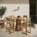 Modway Reed 5-Piece Outdoor Teak Wood Bar Set in Natural - detail view