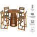 Modway Reed 5-Piece Outdoor Teak Wood Bar Set in Natural - dimensions and specifications