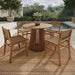 Modway Rowe 5-Piece Outdoor Teak Wood Dining Set in Natural - detail view