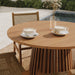 Modway Reed 5-Piece Outdoor Teak Wood Dining Set in Natural - angled view