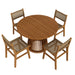 Modway Rowe 5-Piece Outdoor Teak Wood Dining Set in Natural - front view
