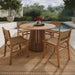 Modway Rowe 5-Piece Outdoor Teak Wood Dining Set in Natural - detail view