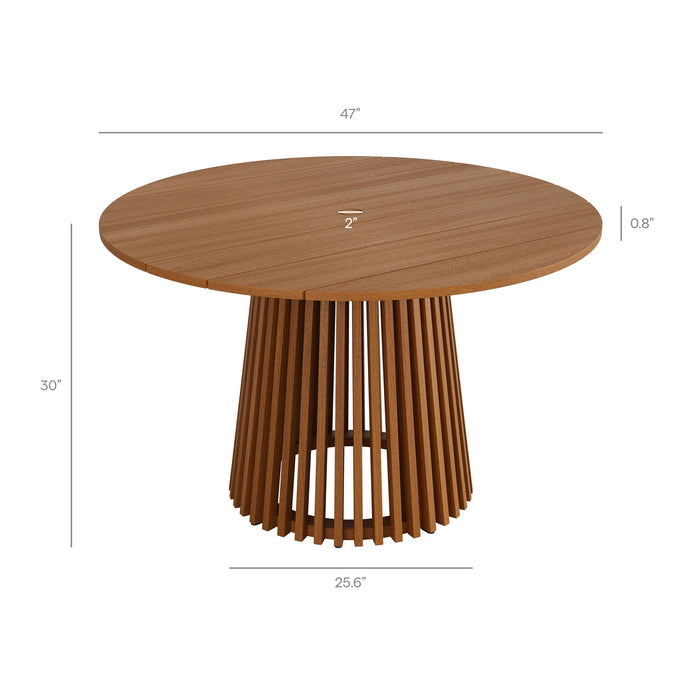 Modway Rowe 5-Piece Outdoor Teak Wood Dining Set in Natural - dimensions and specifications 6