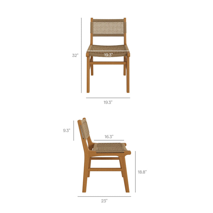 Modway Rowe 5-Piece Outdoor Teak Wood Dining Set in Natural - dimensions and specifications 7