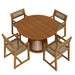 Modway Reed 5-Piece Outdoor Teak Wood Dining Set in Natural - front view