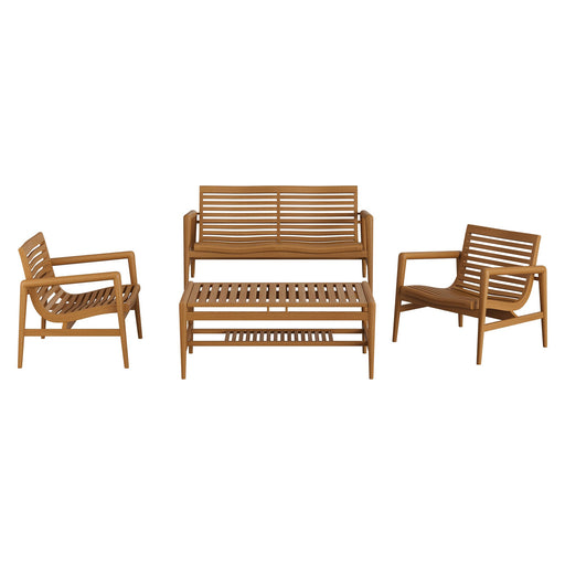 Modway Hayden 4-Piece Outdoor Teak Wood Furniture Set in Natural - front view