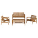 Modway Hayden 4-Piece Outdoor Teak Wood Furniture Set in Natural - front view