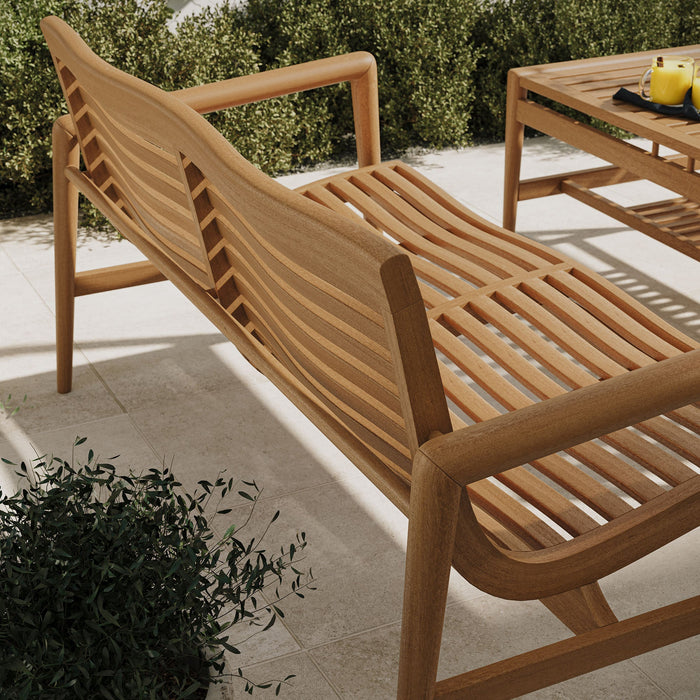 Modway Hayden 4-Piece Outdoor Teak Wood Furniture Set in Natural - side view