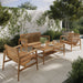 Modway Hayden 4-Piece Outdoor Teak Wood Furniture Set in Natural - lifestyle view