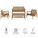Modway Hayden 4-Piece Outdoor Teak Wood Furniture Set in Natural - dimensions and specifications