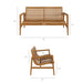 Modway Hayden 4-Piece Outdoor Teak Wood Furniture Set in Natural - dimensions and specifications 9