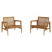 Modway Hayden Outdoor Teak Wood Armchairs Set of 2 in Natural - front view