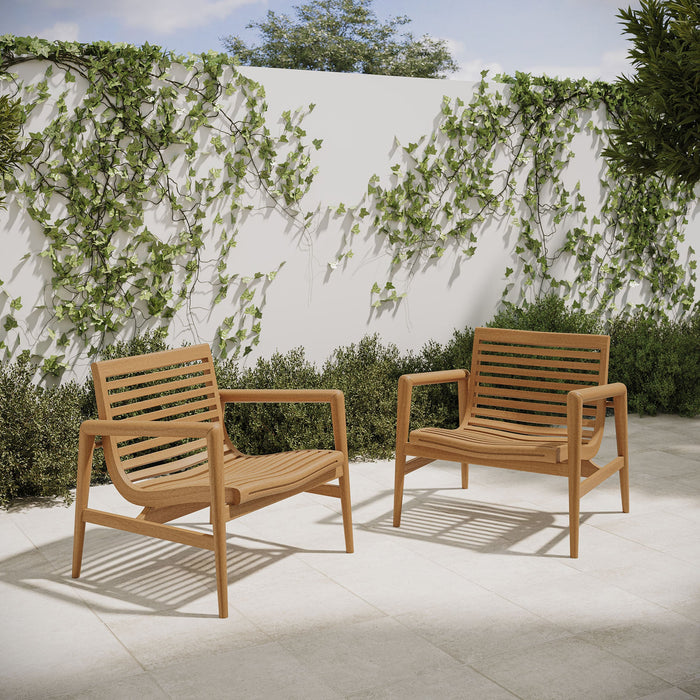 Modway Hayden Outdoor Teak Wood Armchairs Set of 2 in Natural - lifestyle view 6