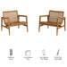 Modway Hayden Outdoor Teak Wood Armchairs Set of 2 in Natural - dimensions and specifications