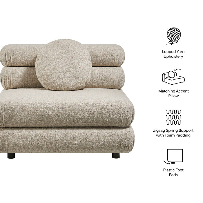 Modway Jubilee Upholstered Modular Armless Chair in Linen - dimensions and specifications