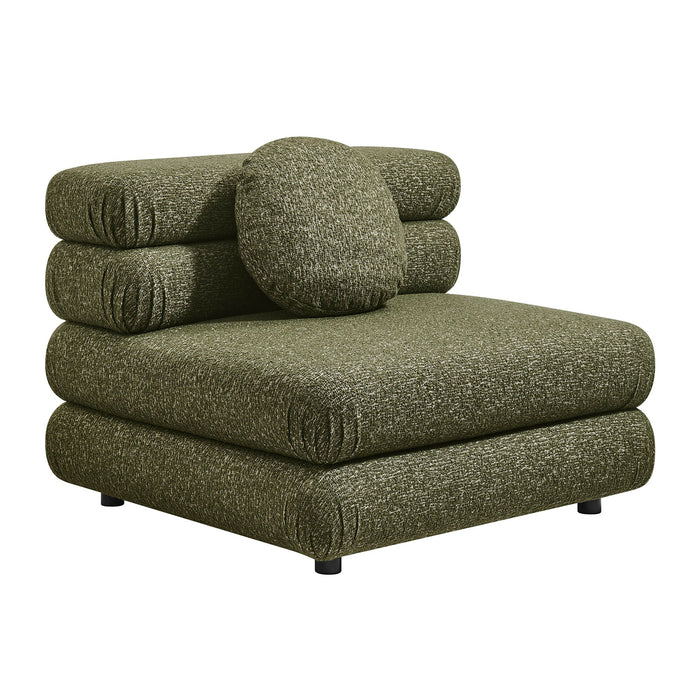 Modway Jubilee Upholstered Modular Armless Chair in Olive - front view