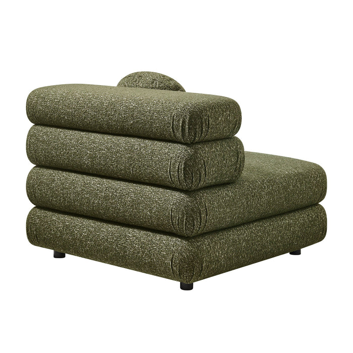 Modway Jubilee Upholstered Modular Armless Chair in Olive - side view