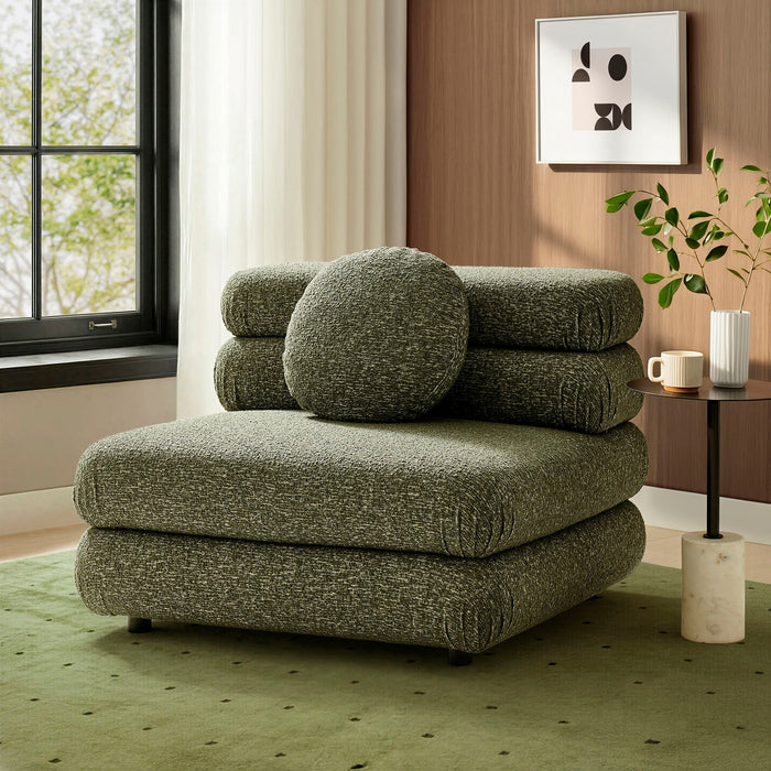 Modway Jubilee Upholstered Modular Armless Chair in Olive - lifestyle view 14