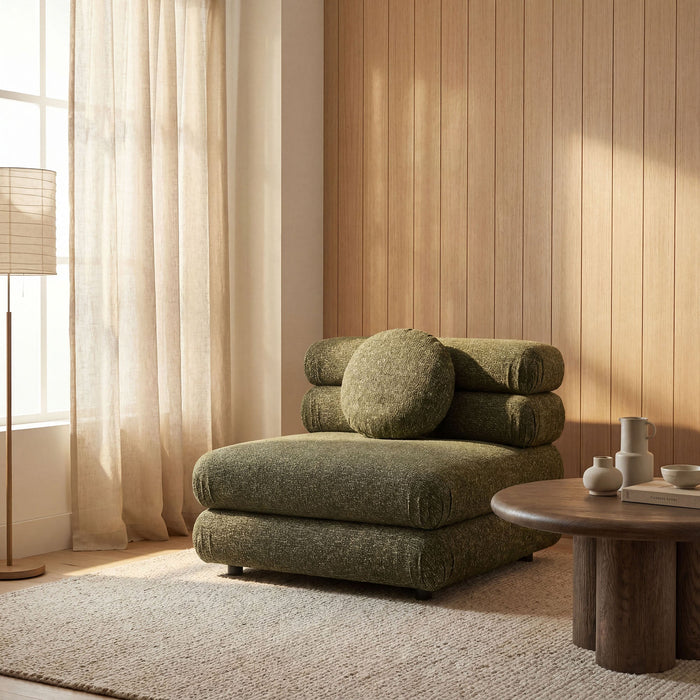 Modway Jubilee Upholstered Modular Armless Chair in Olive - lifestyle view 16