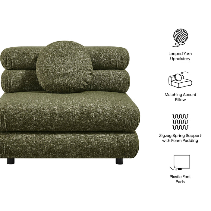 Modway Jubilee Upholstered Modular Armless Chair in Olive - dimensions and specifications