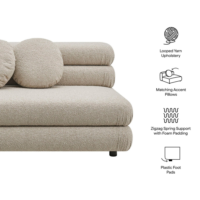 Modway Jubilee Upholstered Modular Armless Loveseat in Linen - dimensions and specifications