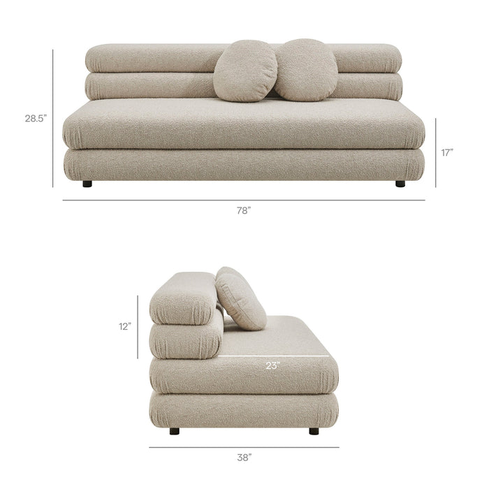 Modway Jubilee Upholstered Modular Armless Loveseat in Linen - dimensions and specifications 20