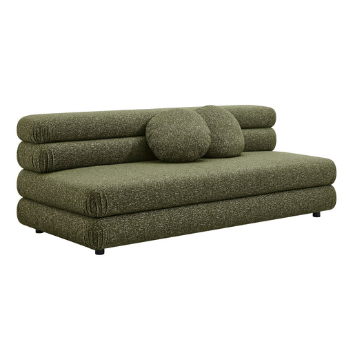 Modway Jubilee Upholstered Modular Armless Loveseat in Olive - front view