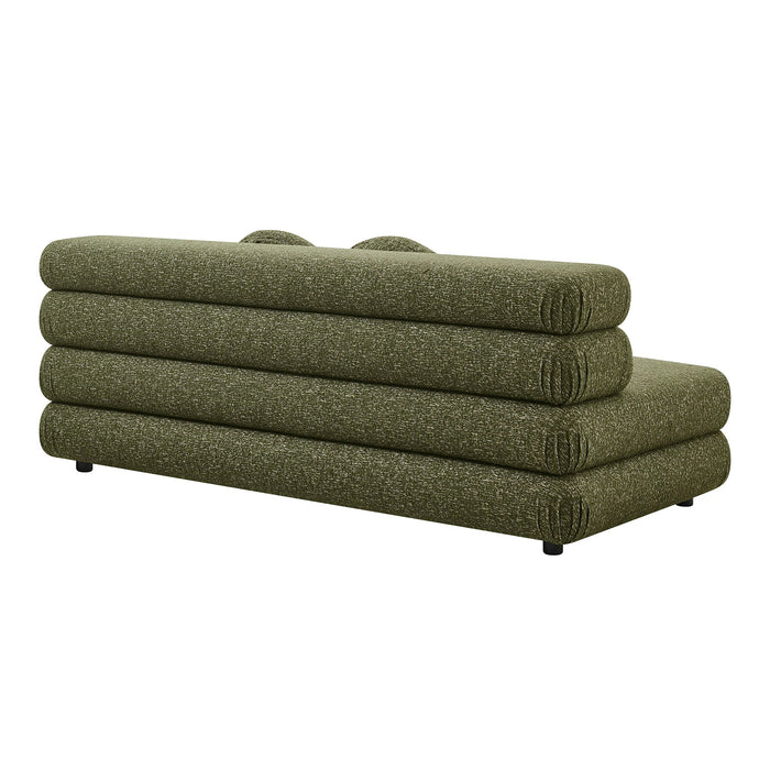 Modway Jubilee Upholstered Modular Armless Loveseat in Olive - side view