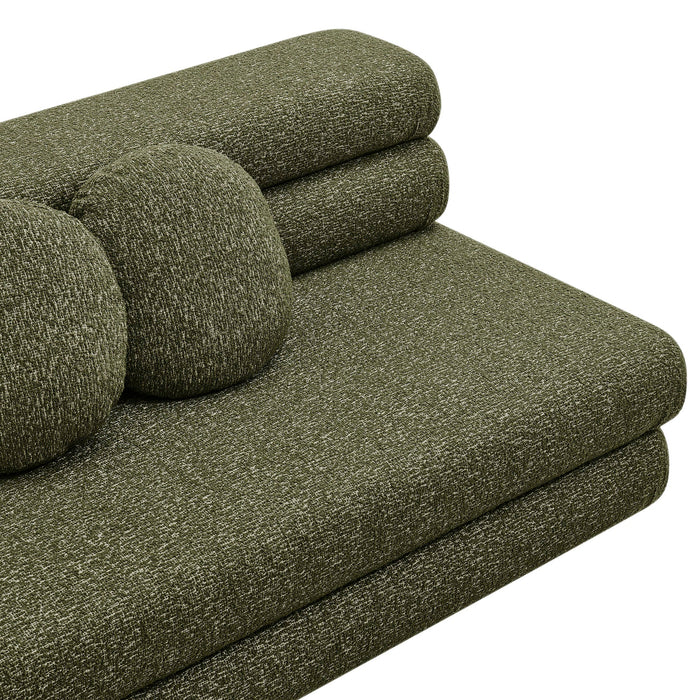 Modway Jubilee Upholstered Modular Armless Loveseat in Olive - lifestyle view