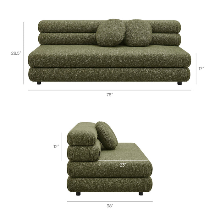 Modway Jubilee Upholstered Modular Armless Loveseat in Olive - dimensions and specifications 22
