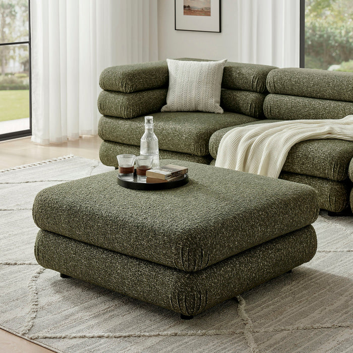 Modway Jubilee Upholstered Ottoman in Olive - lifestyle view 12