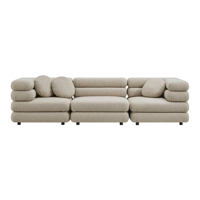 Modway Jubilee 3-Piece Upholstered 3-Piece Modular Sofa Set in Linen - angled view